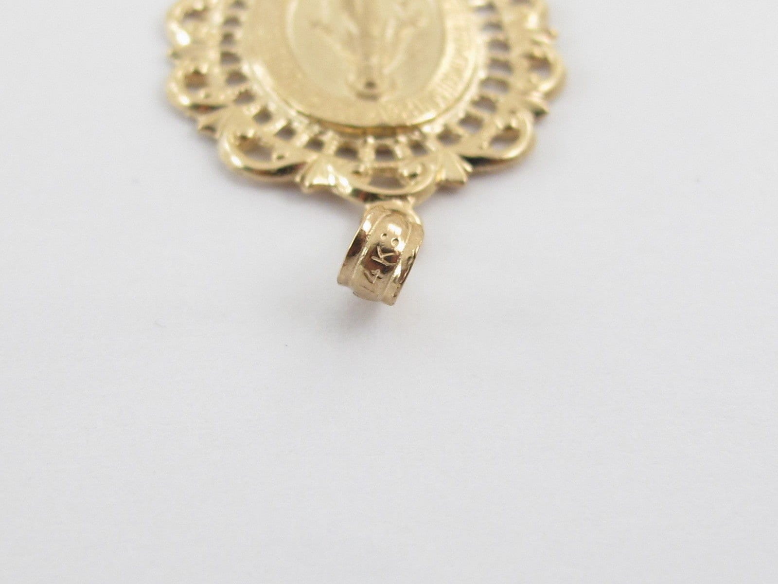 14k Solid Yellow Gold Virgin Mary Medal Pendant - Etsy