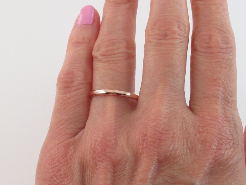 Plain Polished Dome 2 mm Wide Available in Yellow White And Rose Gold 14k Solid Gold Wedding Band