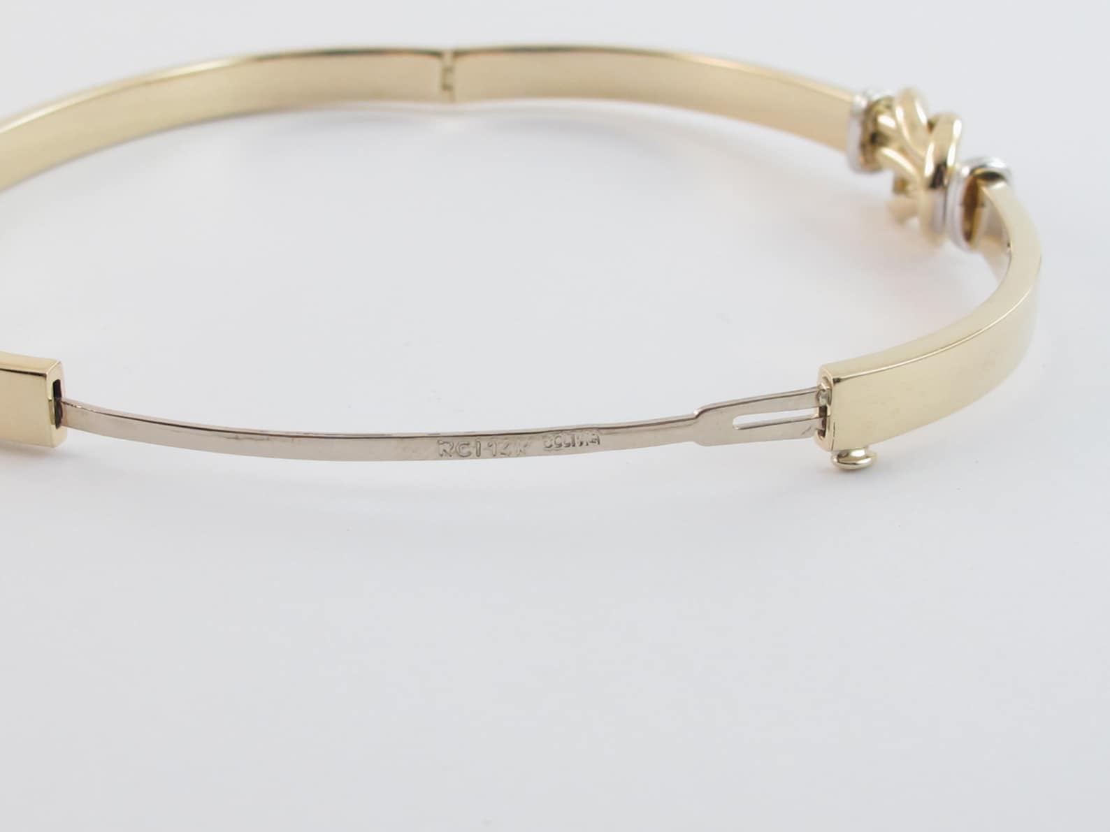 14k Gold Love Knot Bangle Bracelet Stylish Two Tone Bangle Etsy