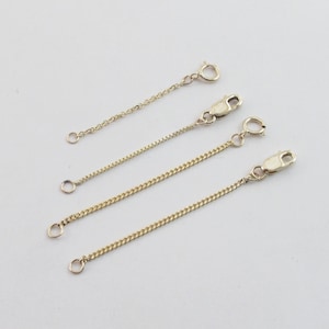 14k Solid Yellow Gold Assorted Chain Extender 1 1/4&quot; , 1 1/2&quot; And 2&quot;- Box , Cable, Gourmette  Chain