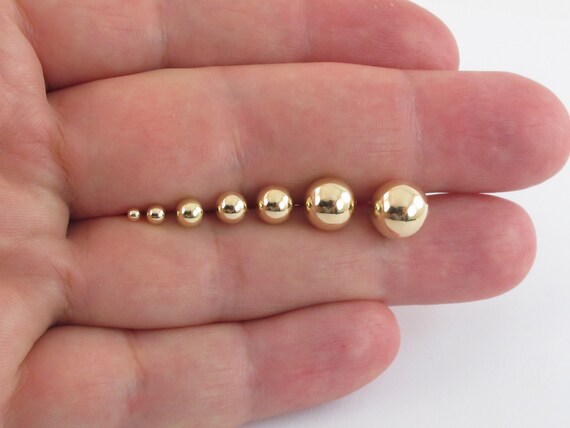 Orecchini A Sfera In Oro Giallo 9kt E Argento | 5 Metalli, 7 Misure (da 3 Mm) | Gioielli Unisex Per Donna, Uomo E Bambino | Confezione Regalo
