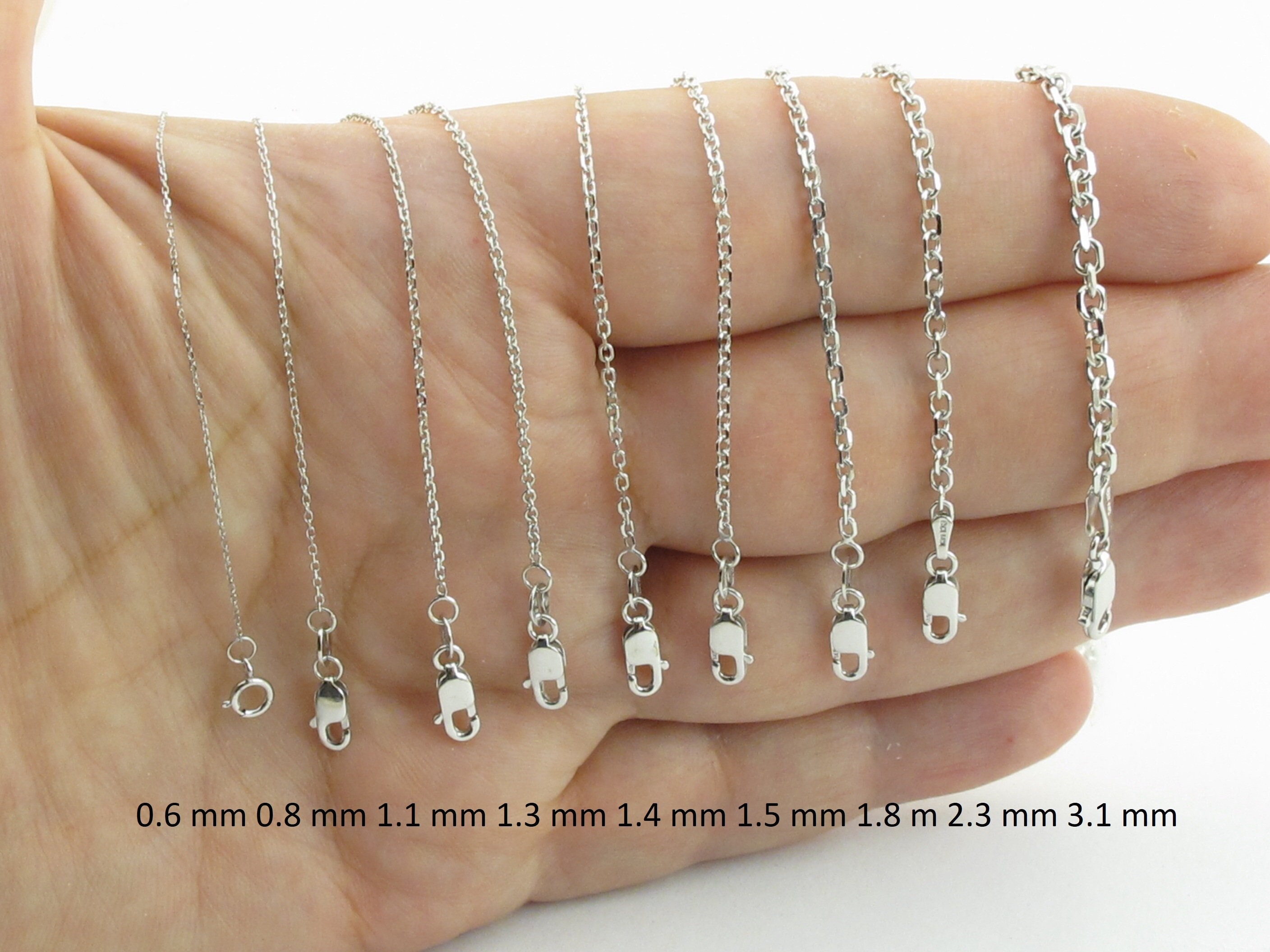 Solid White Gold 14k Cable Chain 16, 18, 20,22, 24 0.6 Mm , 0.8 Mm , 1.1 Mm , 1.3 Mm , 1.4 Mm 1.5 Mm 1.8 Mm , 2.3 Mm , 3.1 Mm - Etsy Solid White Gold 14k Cable Chain 16, 18, 20,22, 24 0.6 Mm , 0.8 Mm , 1.1 Mm , 1.3 Mm , 1.4 Mm 1.5 Mm 1.8 Mm , 2.3 Mm , 3.1 Mm - Etsy