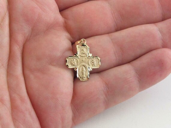 14k Yellow Gold Catholic Saints Cross 
