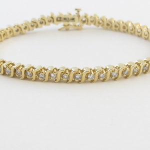 14K Yellow Gold Diamond Tennis Bracelet 7&quot; 2.00 cts - Wonderful S Style Tennis Bracelet