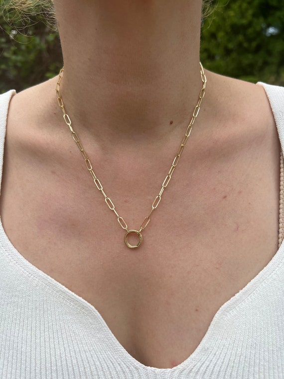 14K Large Paper Clip Chain Necklace 14K Yellow Gold / 18 Inches by Baby Gold - Shop Custom Gold Jewelry