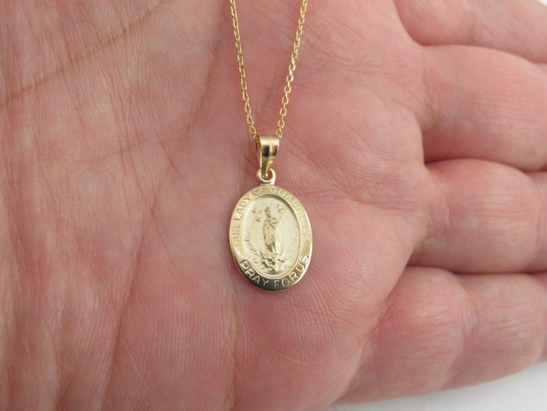 14k Solid Yellow Gold Lady of Guadalupe Charm Necklace 16" 18" 20" - Etsy