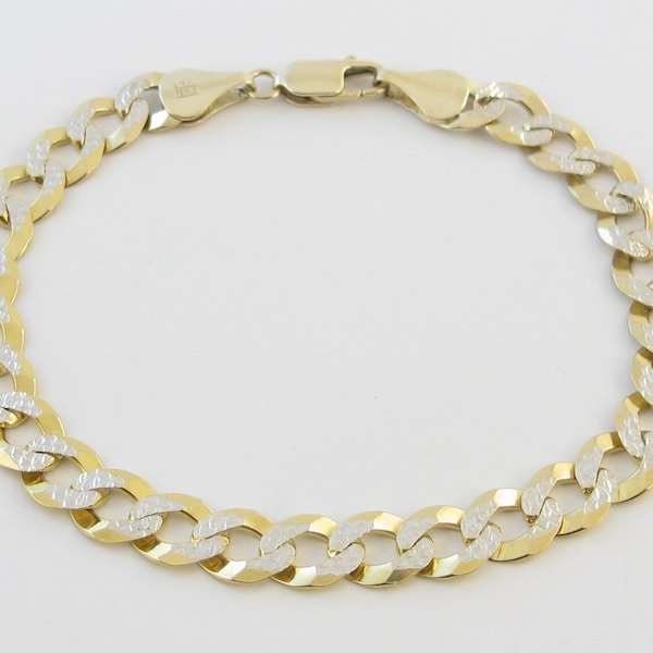 14K Gelb-Weißgold Herren Cuban Link Armband 8 1/2" 13,8 Gramm