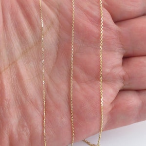 14k Solid Yellow Gold Cable Chain 16 18 20 0.6 mm , 0.8 mm , 1.1 mm Shiny Diamond Cut Chains image 4