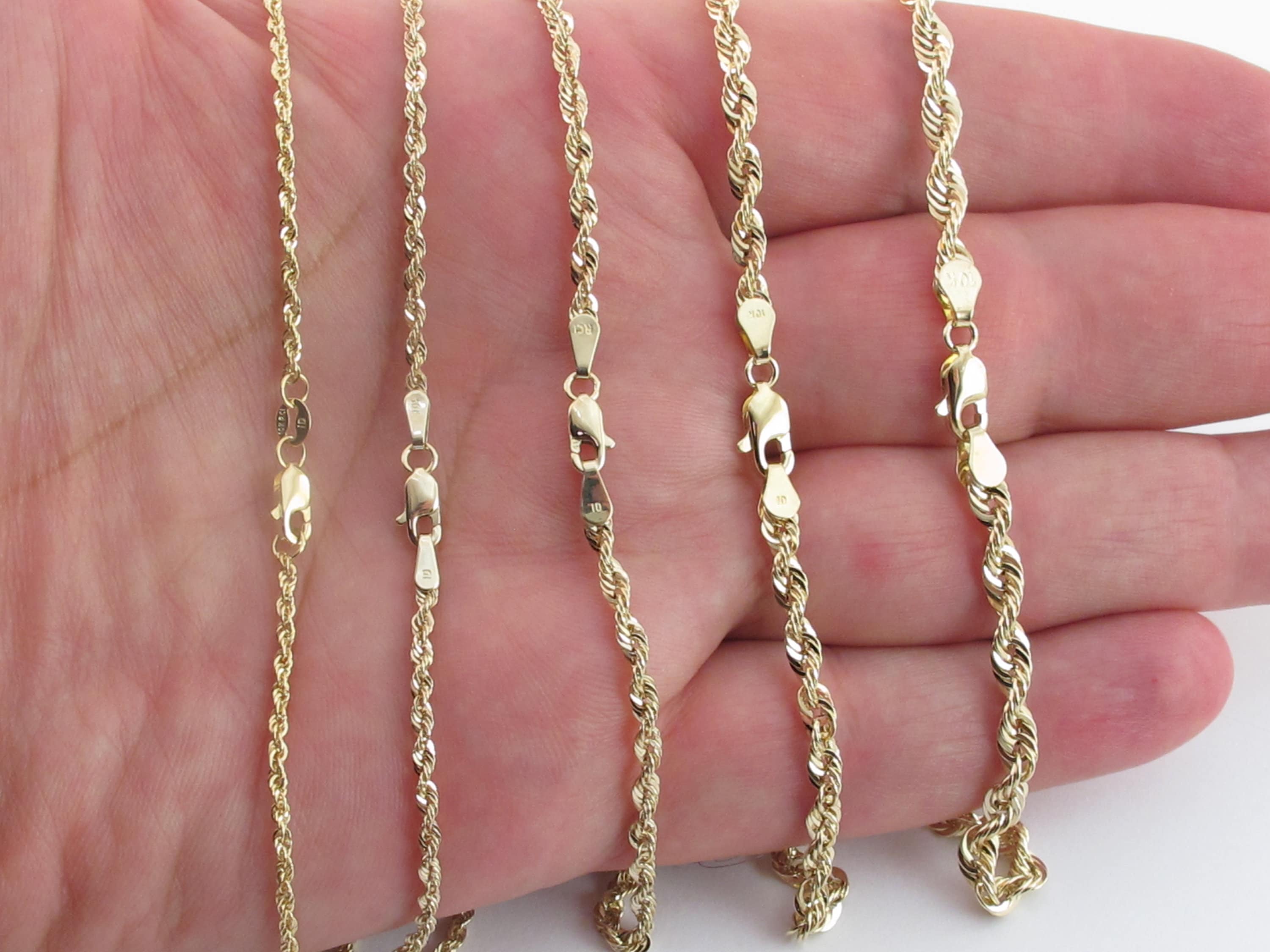 Seilkette Herren Damen 1,5-5mm Länge 16-30 14K Massiv - Diamantschliff, Für Herren & Damen, 1,5-5mm, Längen 16-30 Zoll Gold Seilkette