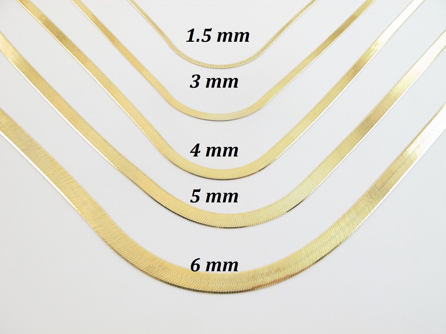 Shiny Herringbone Chain Necklace 14k Solid Yellow Gold 7 Shiny Herringbone Chain Necklace 14k Solid Yellow Gold 7