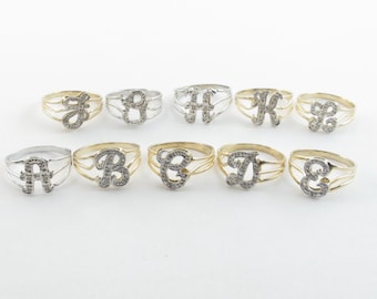 14k Yellow Gold Initial Letter Ring - Available in diffeent Sizes and White Gold