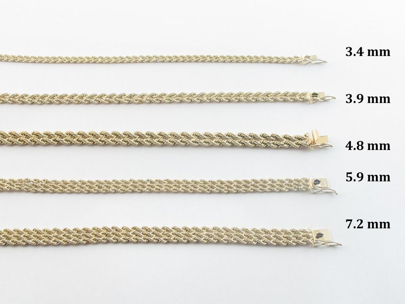 14k Solid Yellow Gold Rope Bracelet: 7 or 8 Inch - Etsy