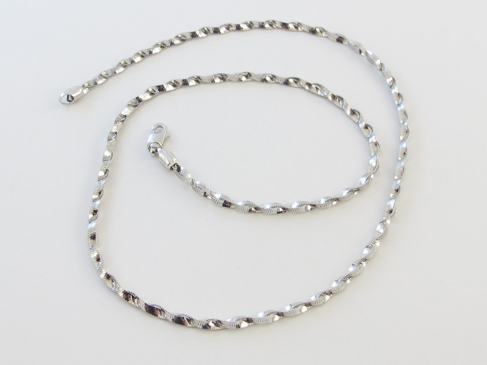 14k White Gold Braided Herringbone Necklace 18 9.9 grams Etsy