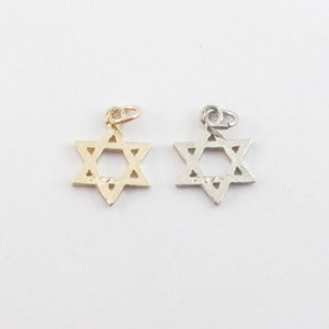 14K Gelbgold CZ Kreis Jüdischer Davidstern Charm Anhänger Für Halskette