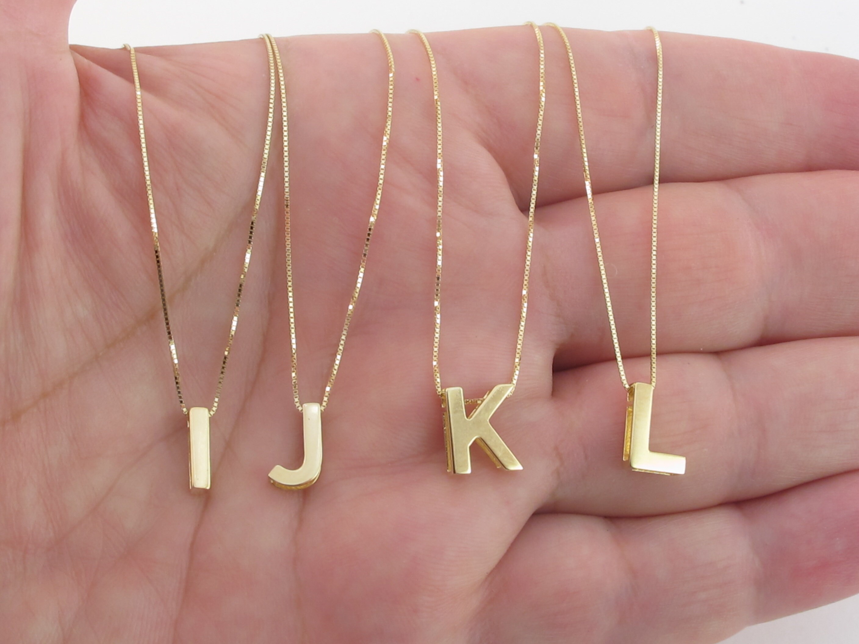 14K Yellow Gold 16 In Polished Lowercase Initial Necklace