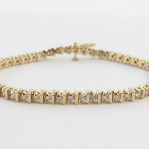 14k Yellow Gold Diamond Tennis Bracelet  7&quot; 2.50 carats 4 mm wide