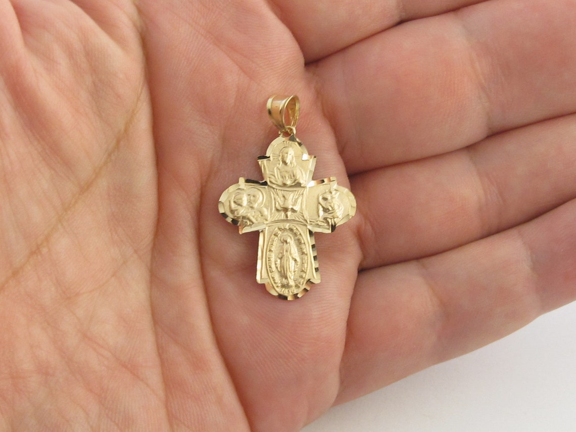 14k Yellow Gold 4 Way Cruciform Cross Pendant Great T For Etsy