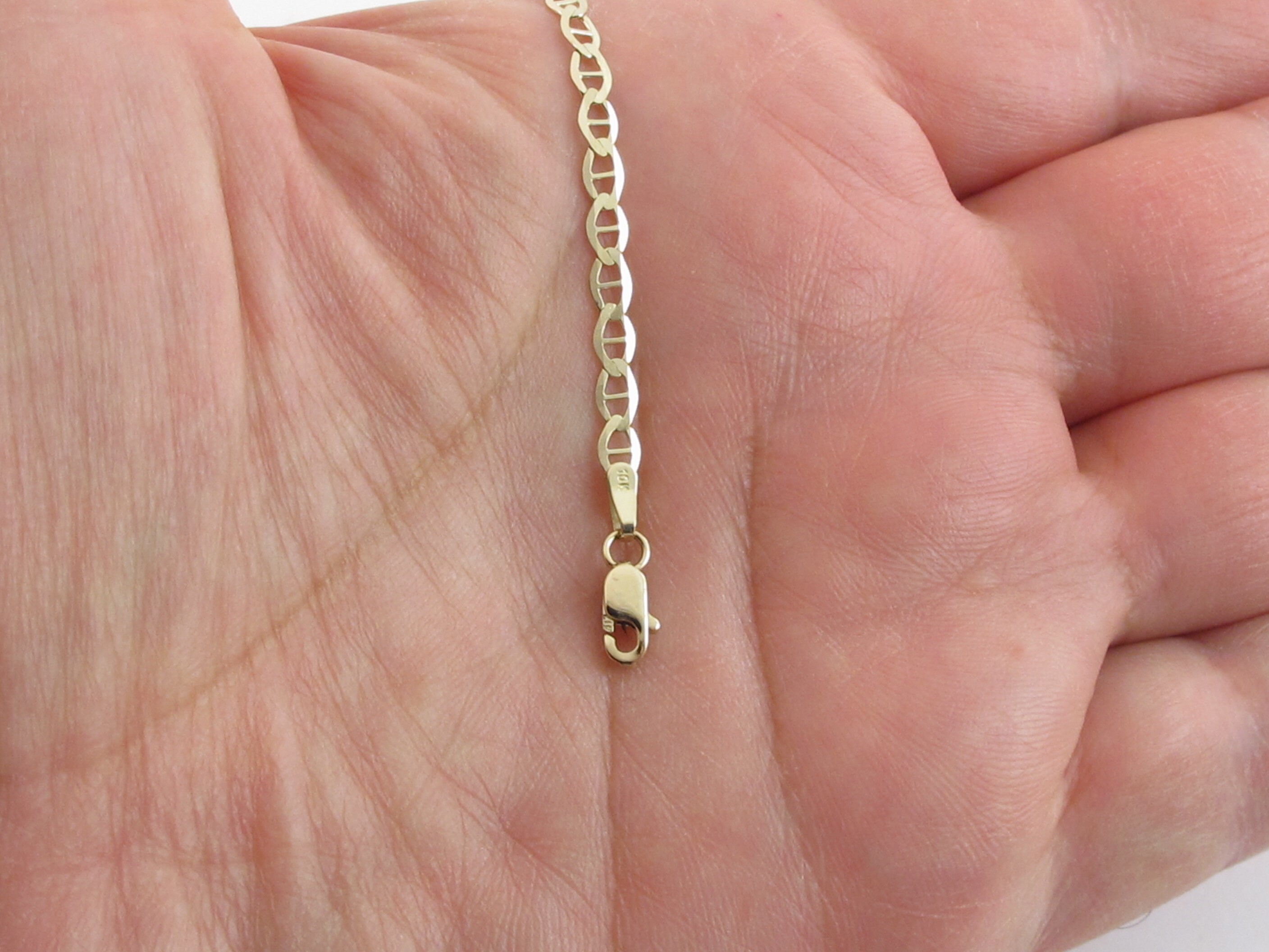 10k Solid Yellow Gold Anchor Link Ankle Bracelet Etsy