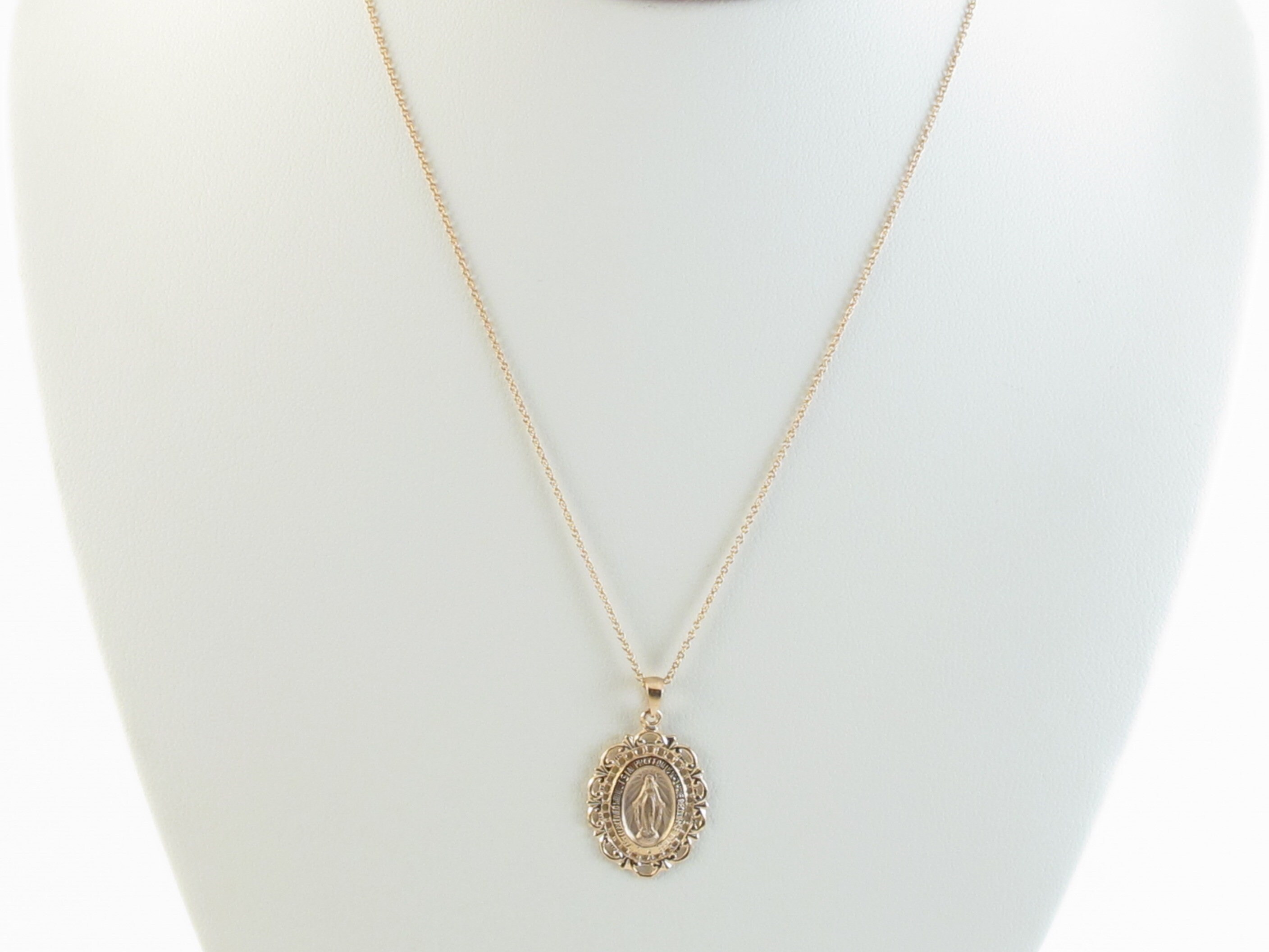 14k Solid Rose Gold Virgin Mary Necklace: Religious Pendant - Etsy
