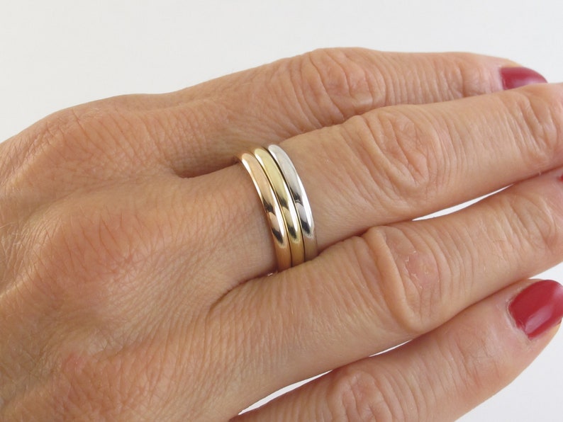 Plain Polished Dome 2 mm Wide Available in Yellow White And Rose Gold 14k Solid Gold Wedding Band