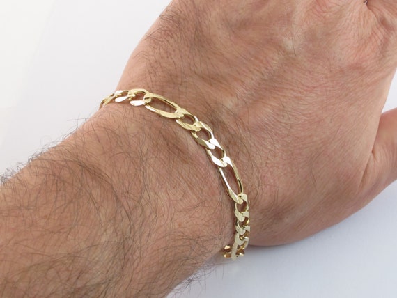 14k Solid Yellow Gold Figaro Bracelet - Women's & Men's - Etsy