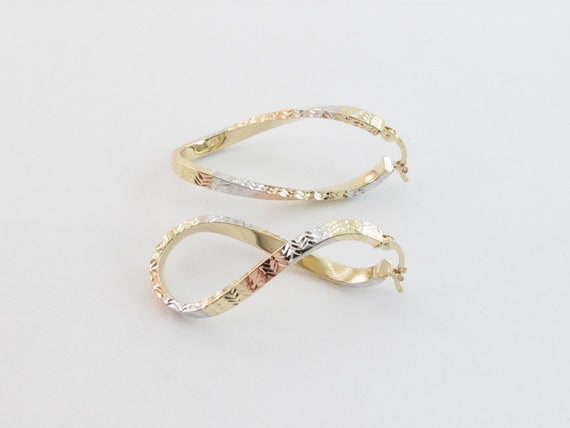 Damen-Creolen Aus 9 Karat Gold, 12 Mm, Diamantschliff, Aufklappbar, Gelbgold