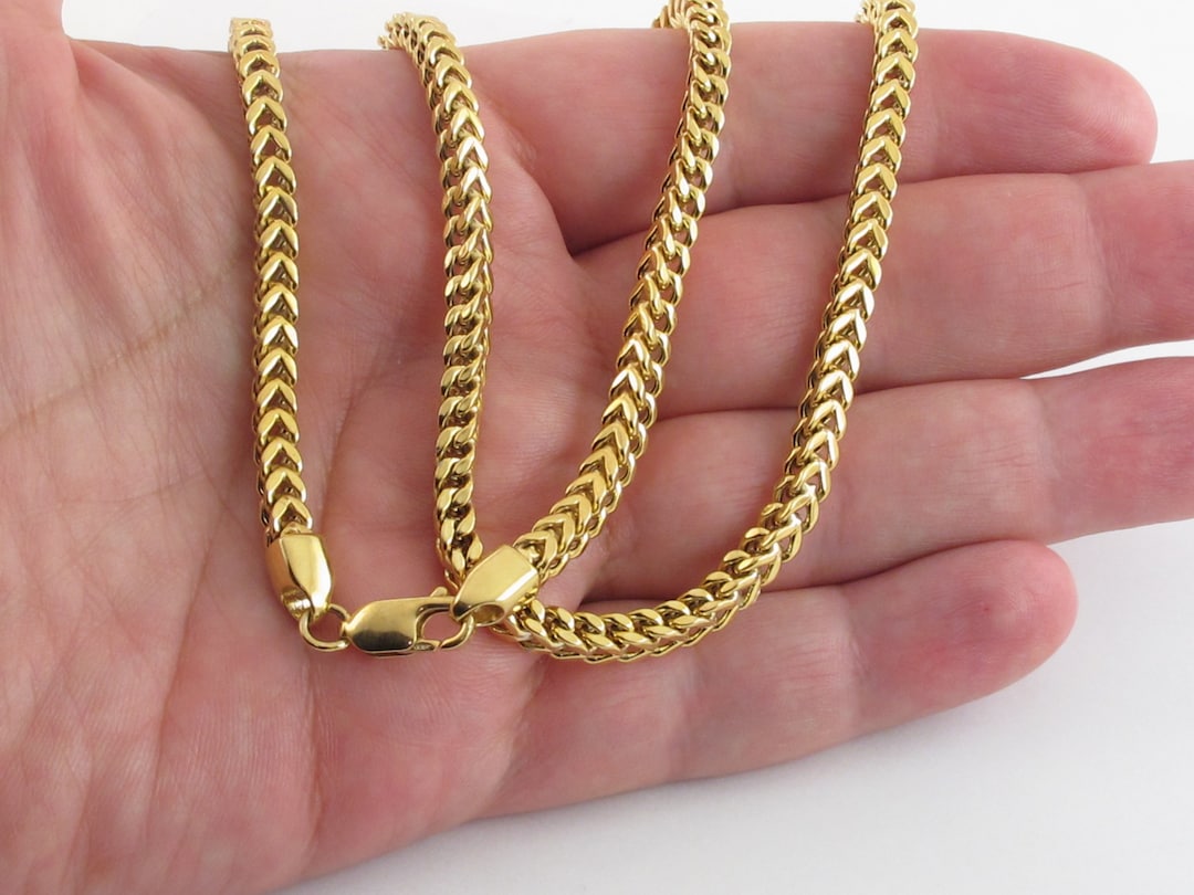 14k Yellow Gold Men's Franco Link Chain Necklace 32 Etsy