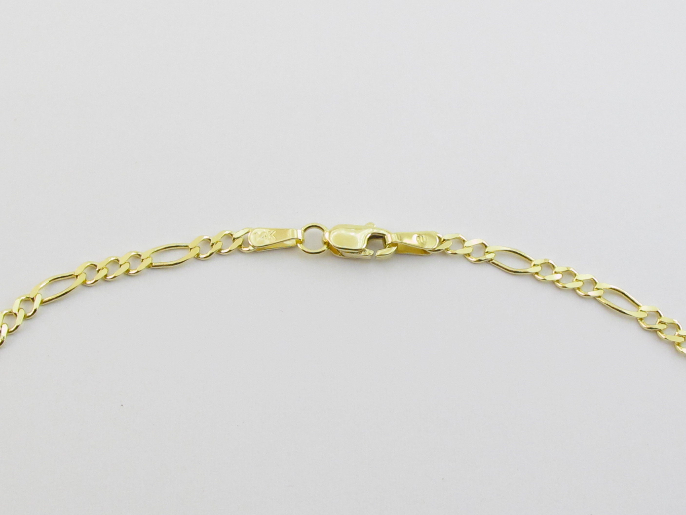 14k Solid Yellow Gold Figaro Link Ankle Bracelet 10 Etsy