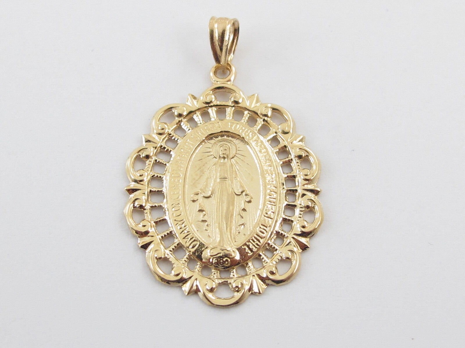14k Solid Yellow Gold Virgin Mary Medal Pendant - Etsy