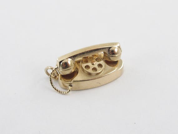 Vintage 14 Karat Yellow Gold Rotary Dial Telephone Charm #4178