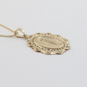 14k Solid Yellow Gold Virgin Mary Pendant Necklace 16" 18" 20" - Etsy