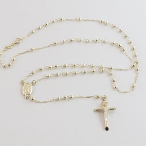 Rosary Beads Virgin Mary Cross Necklace 14k Yellow Gold 18 20 24 - Etsy