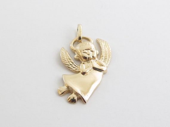 14K White Gold /& Yellow Gold Jewelry Pendants /& Charms Solid 15 mm 24 mm Believe Angel Pendant
