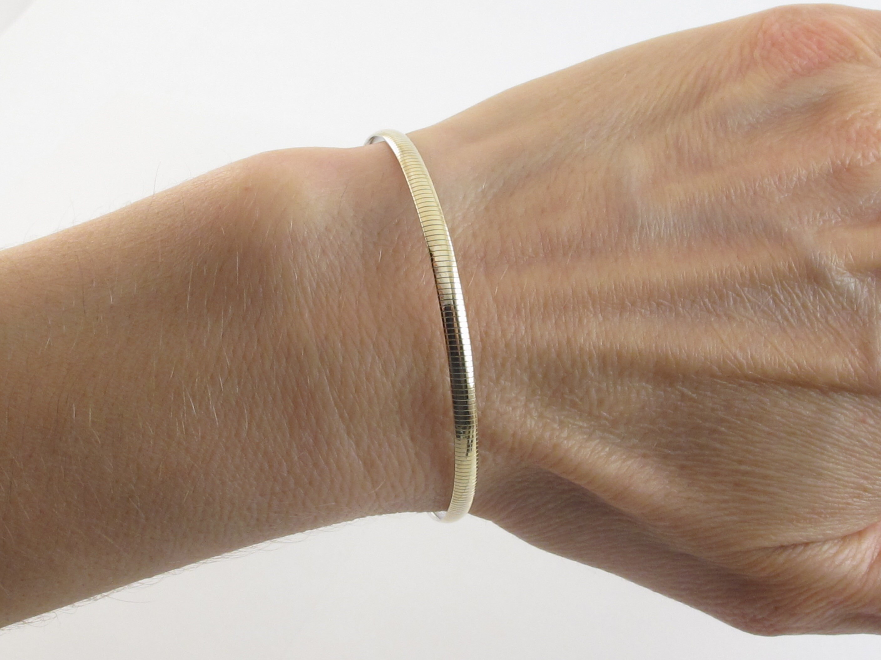 Reversible 14k Gold Omega Bracelet Yellow And White Gold Etsy