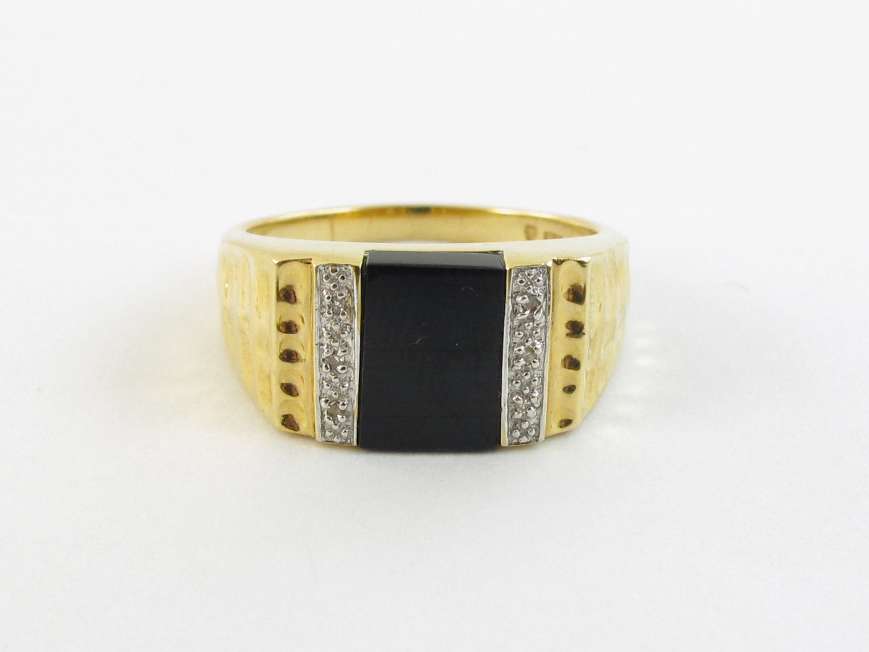 Mens 14k gold onyx rings deals