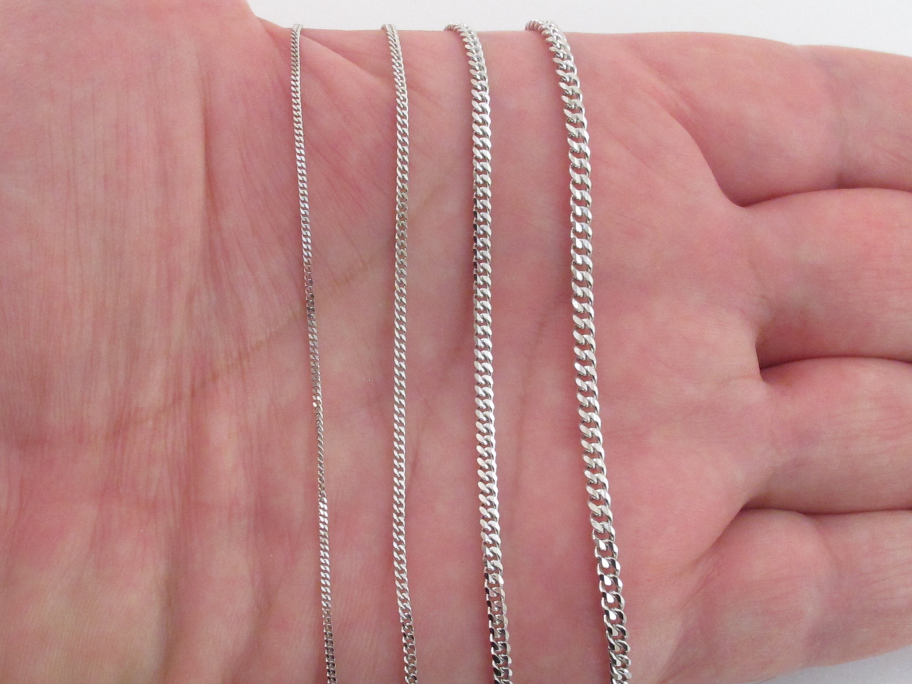 Oro bianco 10 K Gourmette collana, 1.0 mm, oro bianco, colore: White
