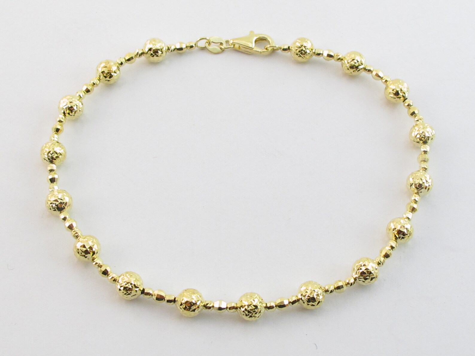 14k Yellow Gold Ball Bead Bracelet 7 8 Etsy
