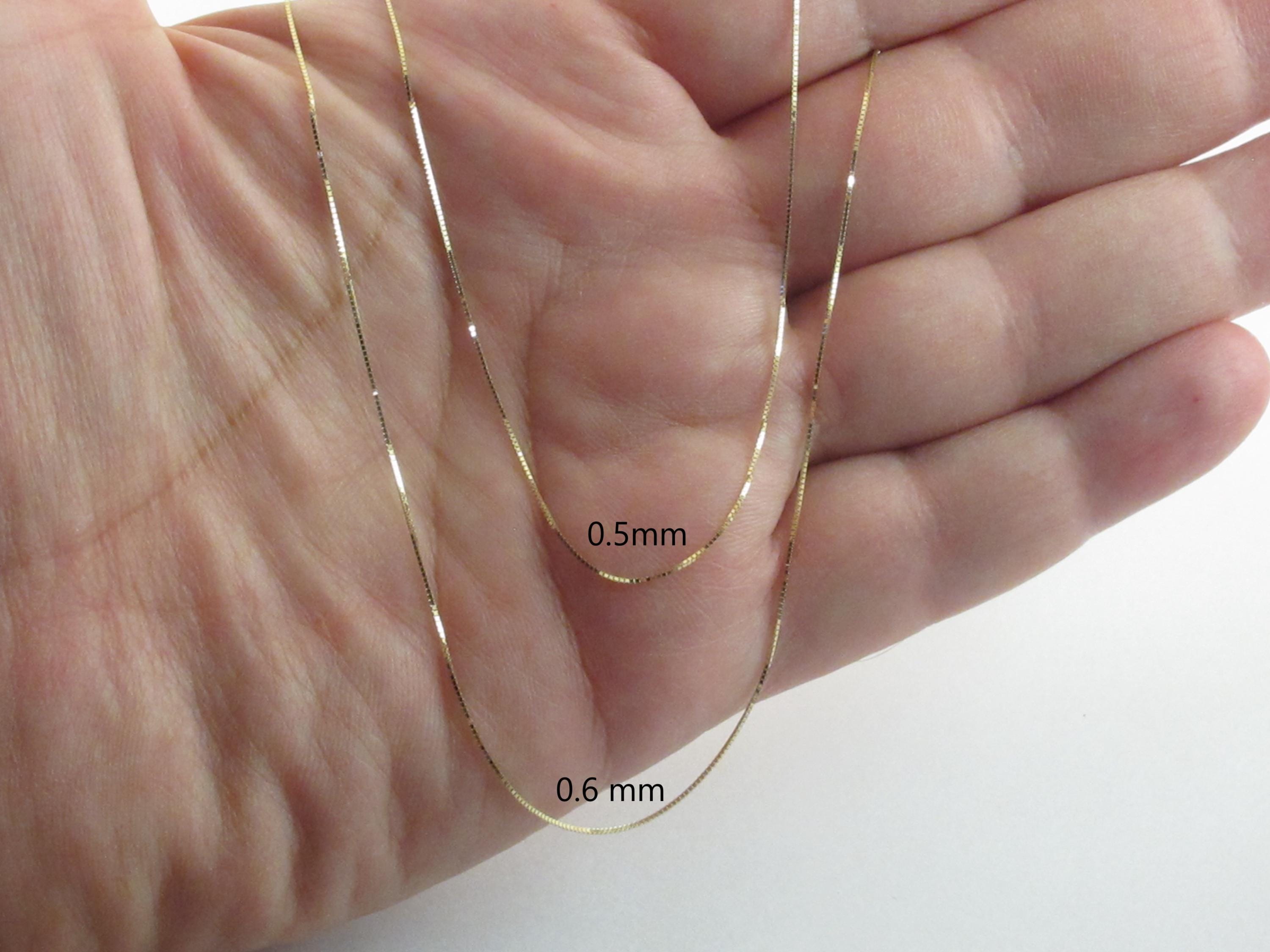 10k Solid Yellow Gold Shiny Box Chain Necklace 16