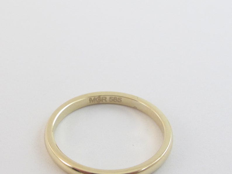 Plain Polished Dome 2 mm Wide Available in Yellow White And Rose Gold 14k Solid Gold Wedding Band