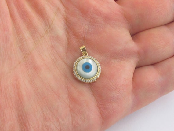 14k Yellow Gold Evil Eye Pendant for Good Luck and Protection