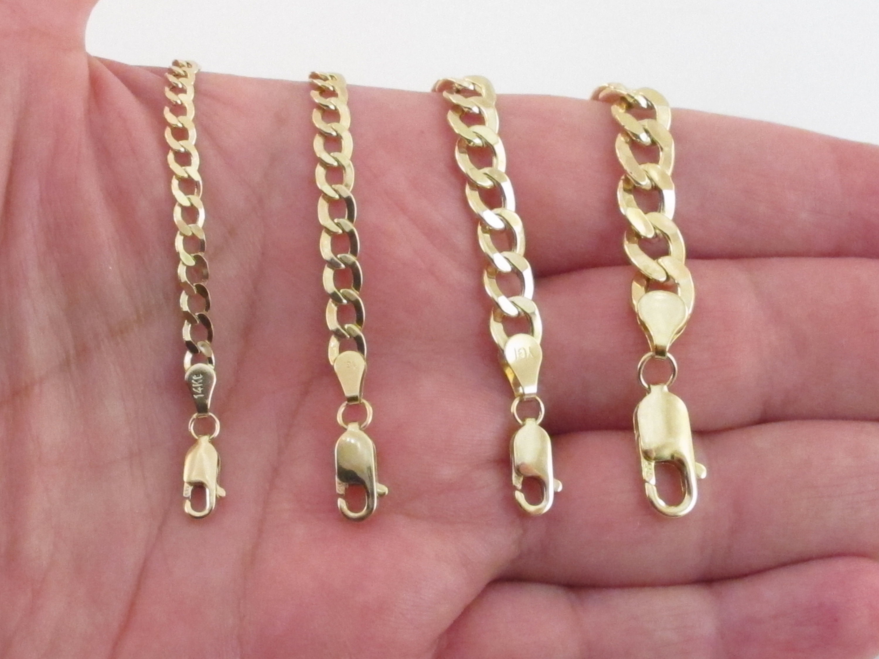 14k Yellow Gold Curb Cuban Link Chain Necklace (16-24 Inch) - Etsy
