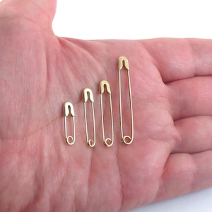 14K ソリッド イエロー ゴールド ベビーピン ブローチ チャームとペンダント用 - 小、中、大、特大サイズ