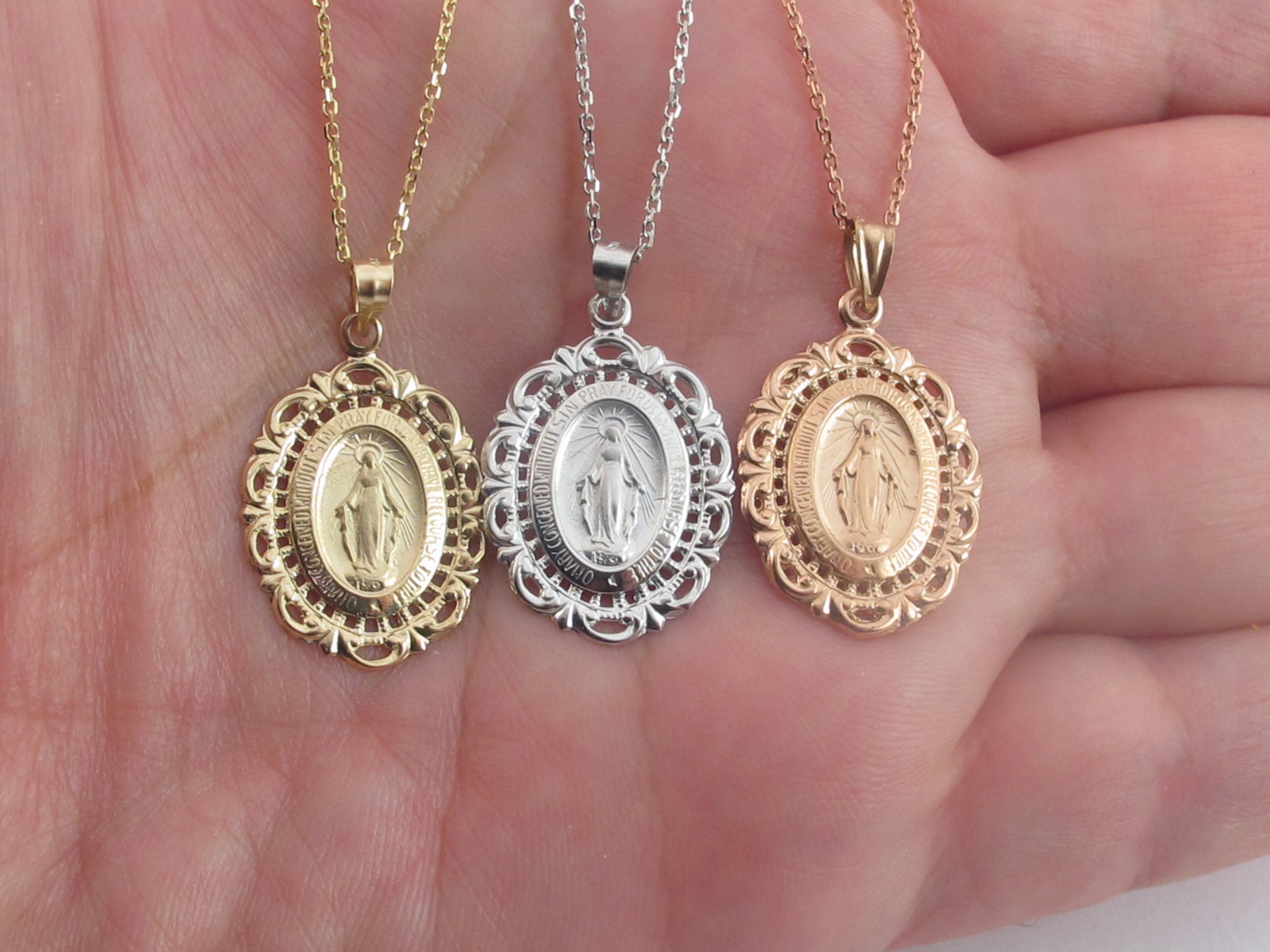 Real gold virgin shop mary pendant