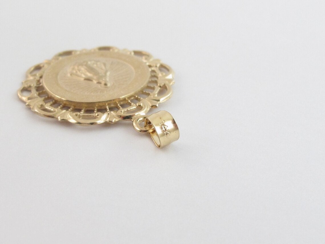 14k Solid Gold Virgin Mary Charm Pendant in Yellow White and Rose Gold ...