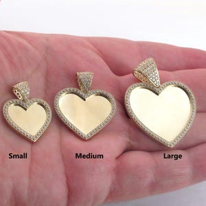 14k Yellow Gold Heart Picture Pendant - Can be Ordered For Photo Or Engraving Of Your Liking - Cubic Zirconia Frame