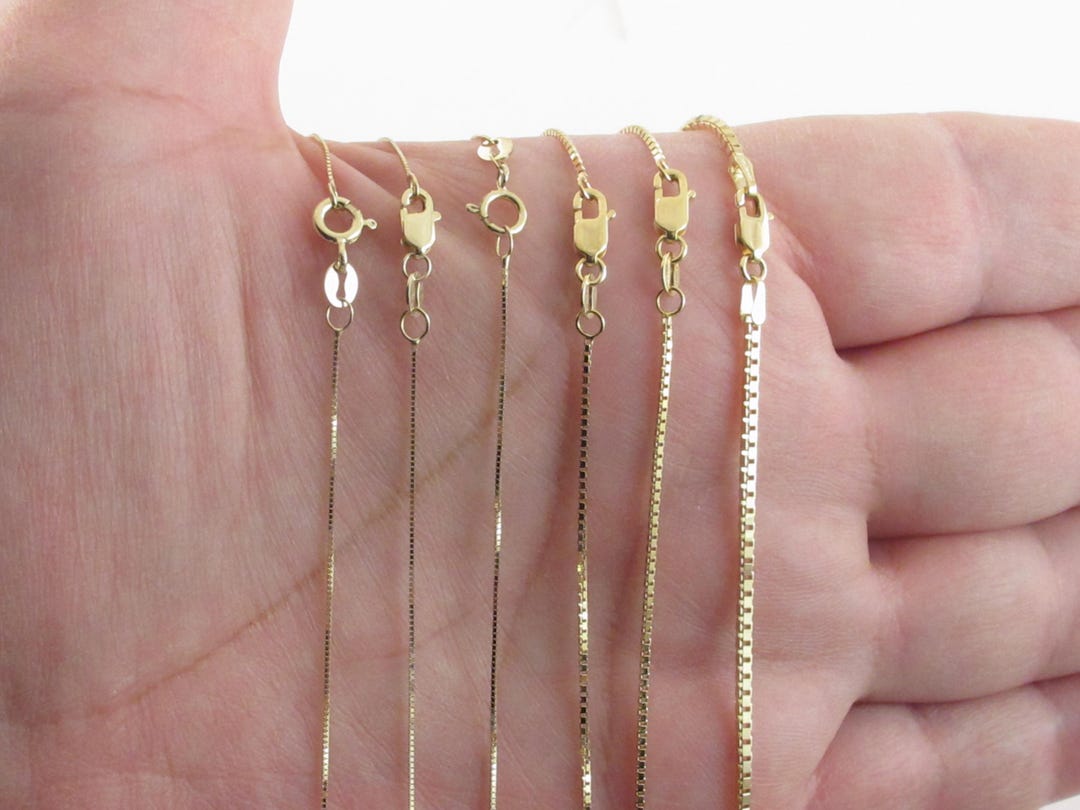 10kイエローゴールド0.45mmボックスチェーン20インチネックレス、女性へのジュエリーギフト 10kイエローゴールド0.45mmボックスチェーン16インチネックレス、女性