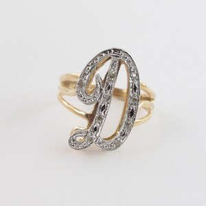 14k Yellow Gold Diamond Initial Letter Ring Available - Etsy