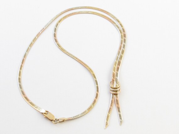 14k Yellow White Rose Gold Herringbone 