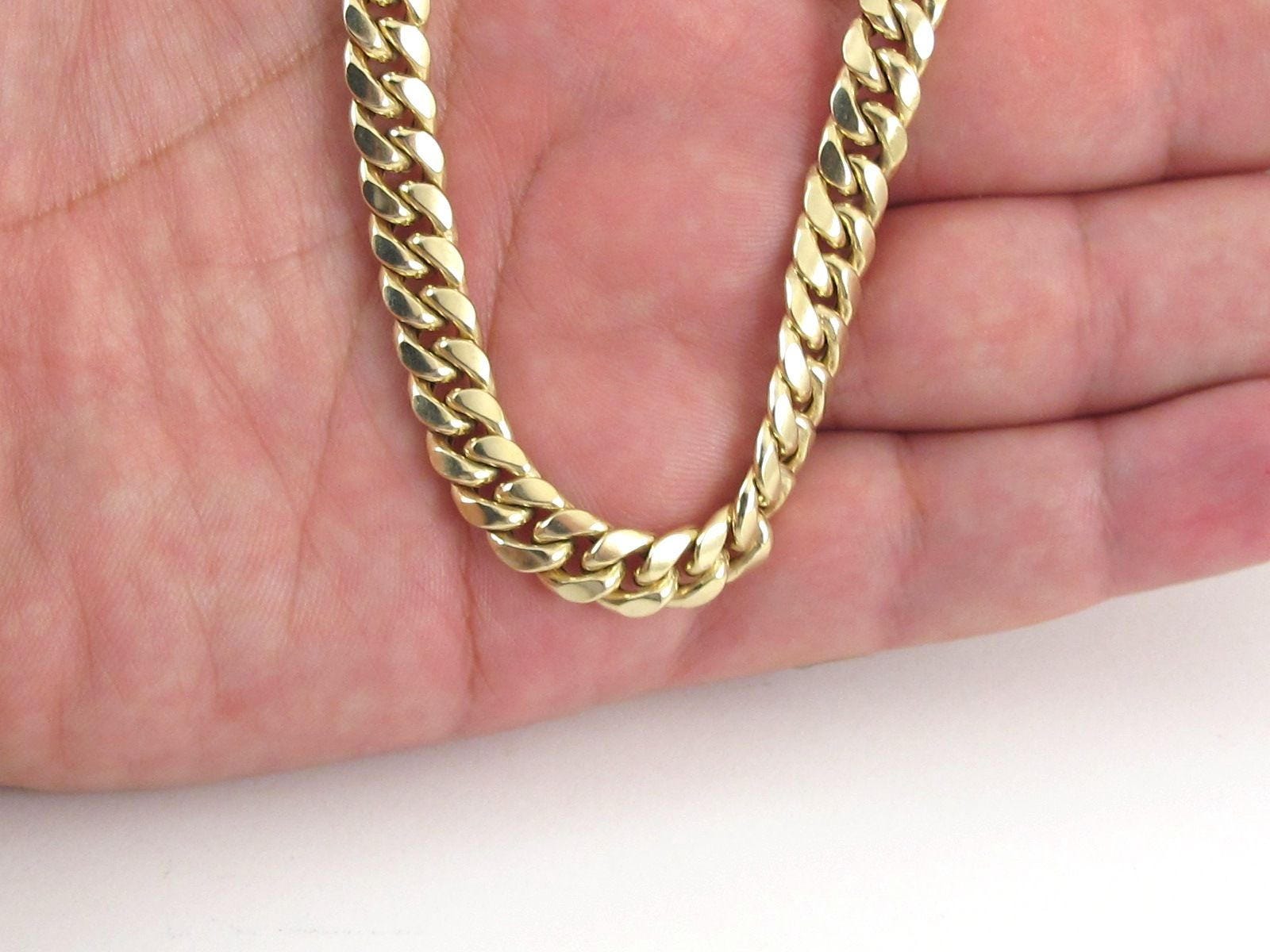 Solid 10k Gold Palm Chain Tennis Necklace Diamond cuts 4.5mm 22 Unique Design