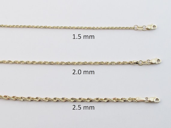 14K Yellow Gold 1mm-10mm Diamond Cut Rope Chain Necklace Bracelet 6- 30  Hollow